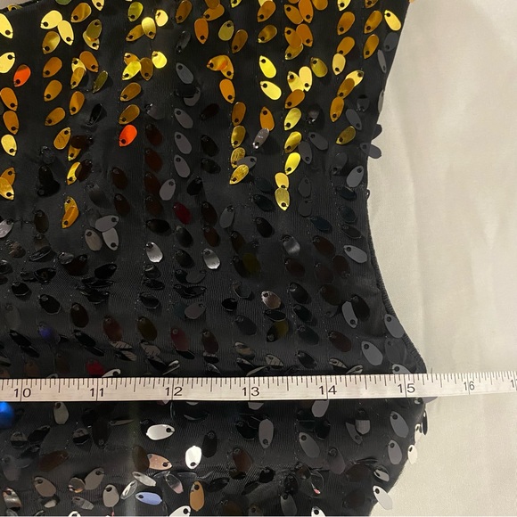 As U Wish Teardrop Sequin Bodycon Dress, Gold/Silver/Black, Size Juniors Medium - Picture 8 of 9